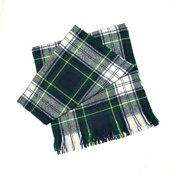 Men’s Scotland Tartan Plaid Wool Scarf Gordon Dress Pattern Green Plaid White - Picture 1 of 6